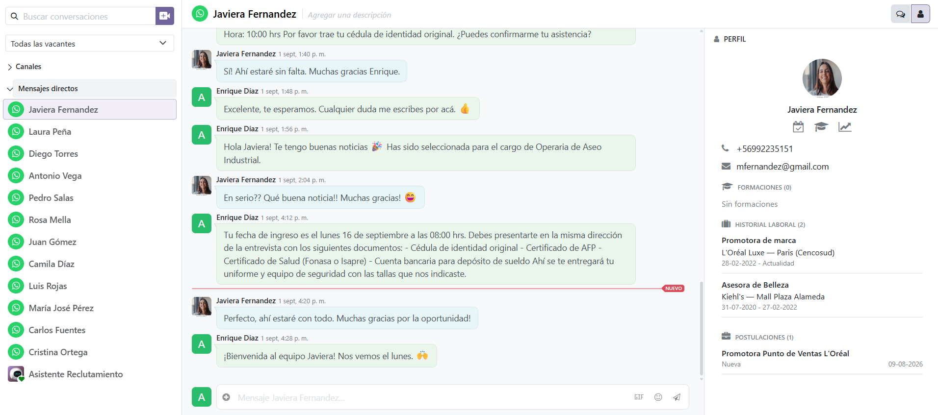 Perfil 360 del candidato