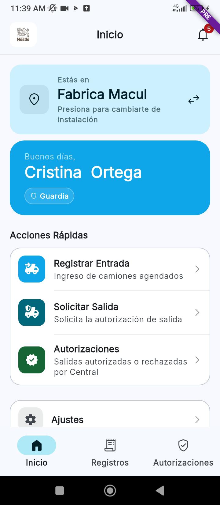 App del guardia en terreno
